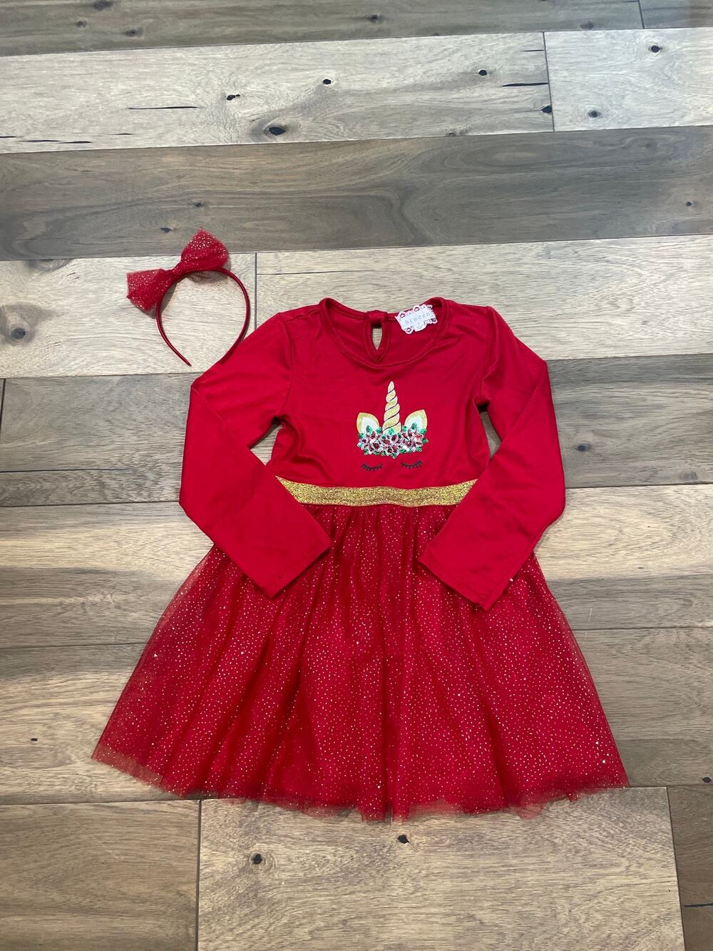 Btween Girls Sequin Unicorn Tutu Dress Size 7 Red Tulle